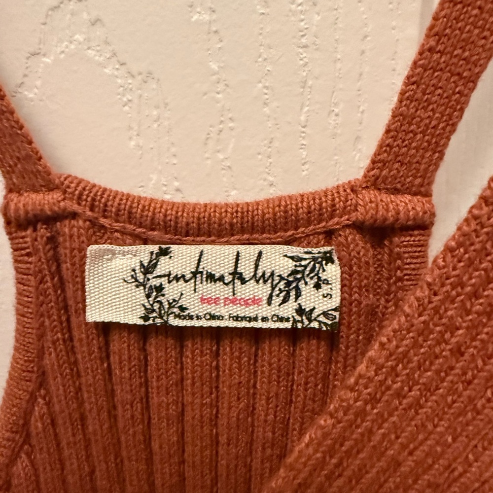 Free People Terra Cotta Ribbed Knit Top